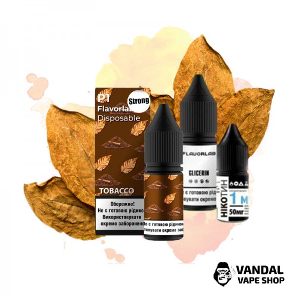 Набір для самозамісу Flavorlab Р1 Strong 10 мл 50 мг зі смаком табака.