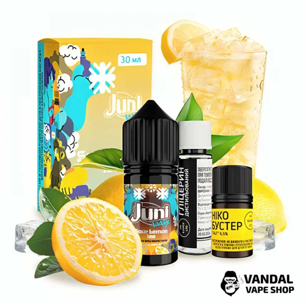 Набор для самозамеса Juni Mix 30 мл 50 мг со вкусом лимона с холодком Набор для самозамеса Juni Mix 30 мл 50 мг со вкусом лимона с холодком