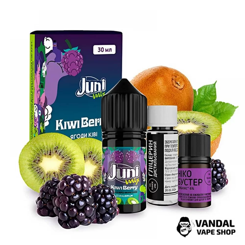 Набор для самозамеса Juni Mix 30 мл 50 мг со вкусом киви и ягод Набор для самозамеса Juni Mix 30 мл 50 мг со вкусом киви и ягод