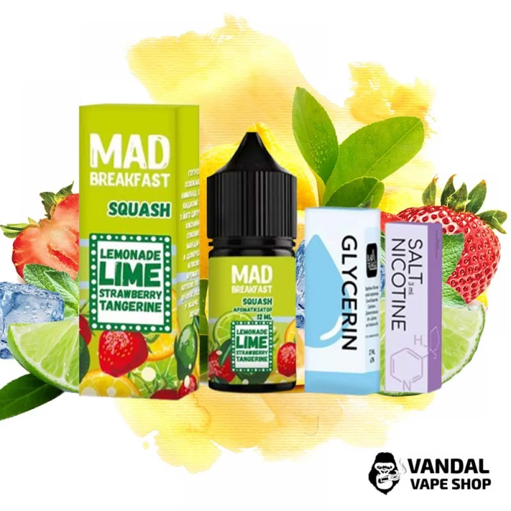Набір для самозамісу Mad Breakfast 30 мл 50 мг - зі смаком лимонаду з лаймом, полуницею та танжерином.