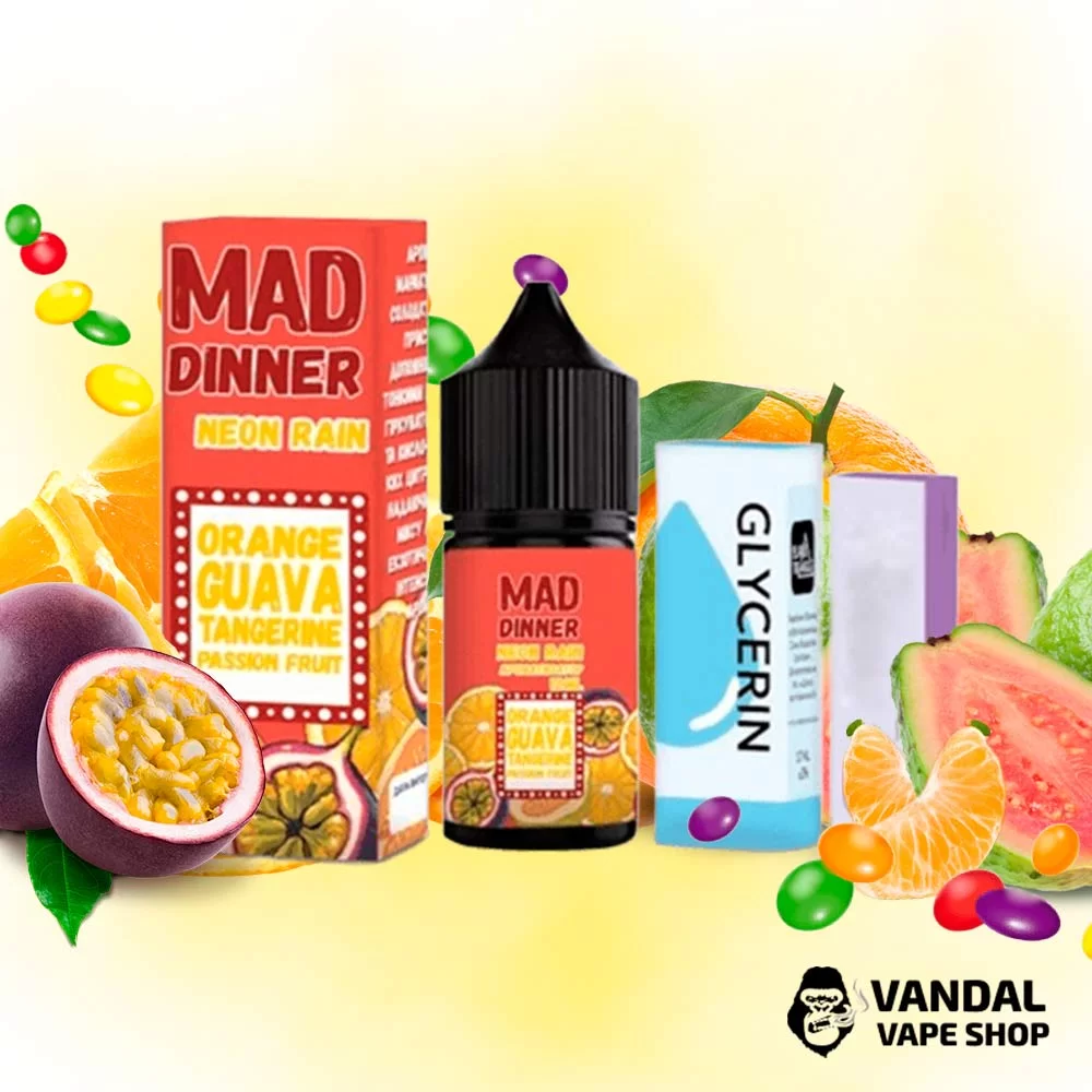 Набір для самозамісу Mad Dinner 30 мл 25 мг - зі смаком кислих фруктових цукерок Набір для самозамісу Mad Dinner 30 мл 25 мг - зі смаком кислих фруктових цукерок