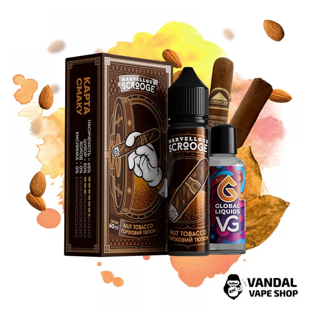 Набор для самозамеса Marvellous Scrooge Organic 60 мл 3 мг - со вкусом табака с приятными ореховыми акцентами Набор для самозамеса Marvellous Scrooge Organic 60 мл 3 мг - со вкусом табака с приятными ореховыми акцентами