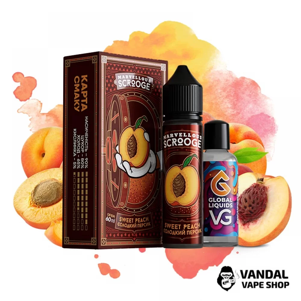 Набор для самозамеса Marvellous Scrooge Organic 60 мл 3 мг - со вкусом сочного персика с характерным фруктовым ароматом Набор для самозамеса Marvellous Scrooge Organic 60 мл 3 мг - со вкусом сочного персика с характерным фруктовым ароматом
