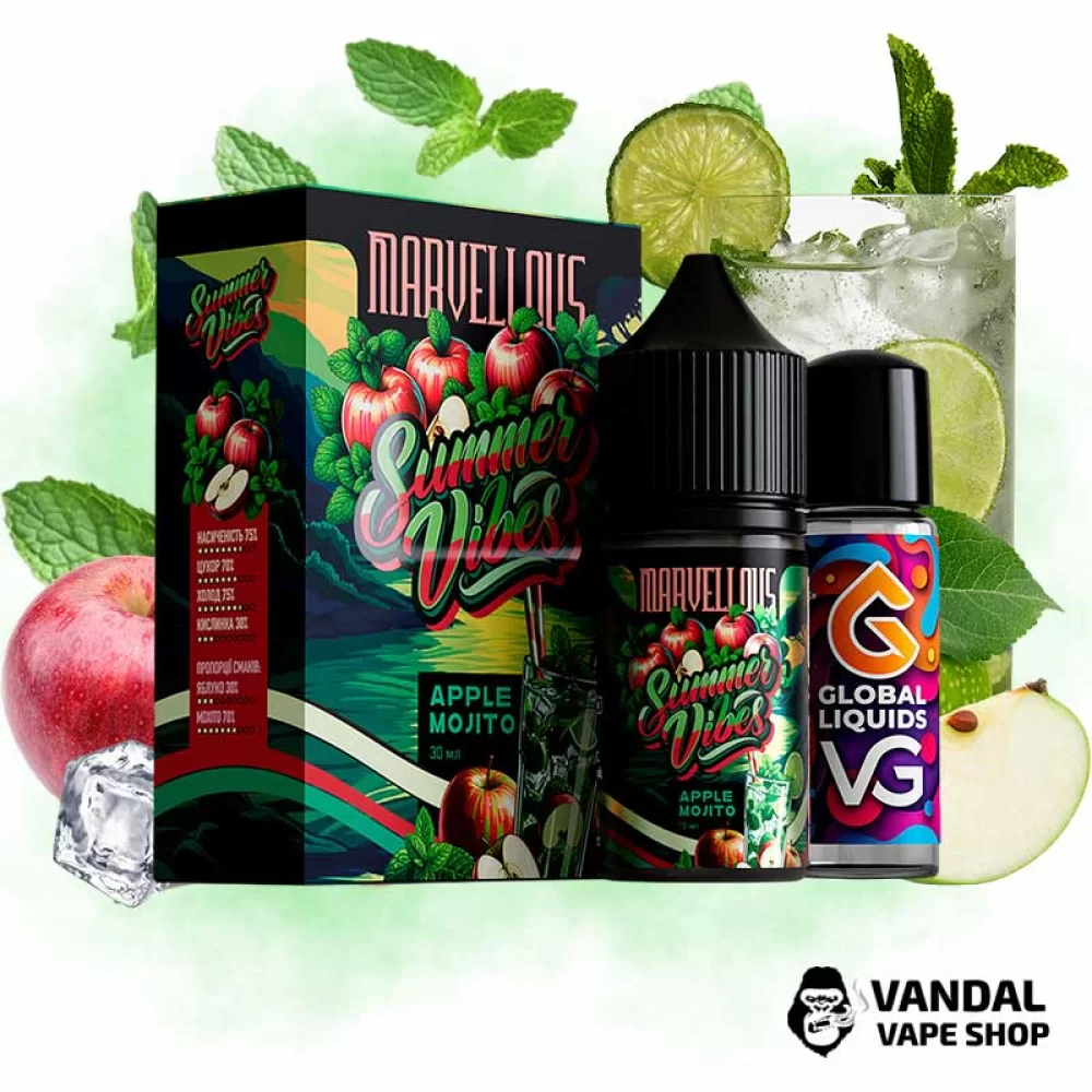 Набор для самозамеса Marvellous Summer Vibes 30 мл 65 мг - со вкусом сочного яблока, лимона с нотами лайма и свежего мохито