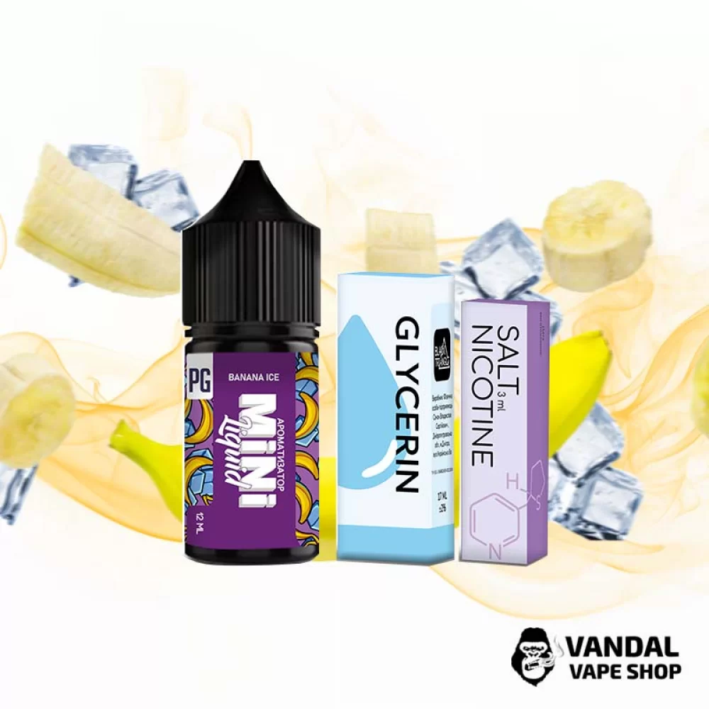 Набор для самозамеса Mini Liquid  30 мл 50 мг со вкусом банана с холодком Набор для самозамеса Mini Liquid  30 мл 50 мг со вкусом банана с холодком