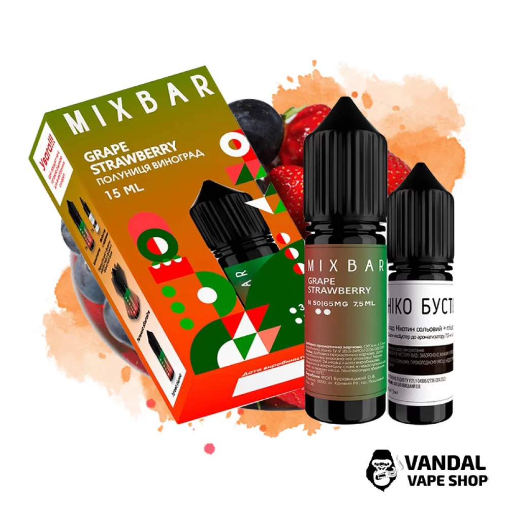 Набор для самозамеса Mix Bar 15 мл 50 мг со вкусом винограда и клубники Набор для самозамеса Mix Bar 15 мл 50 мг со вкусом винограда и клубники
