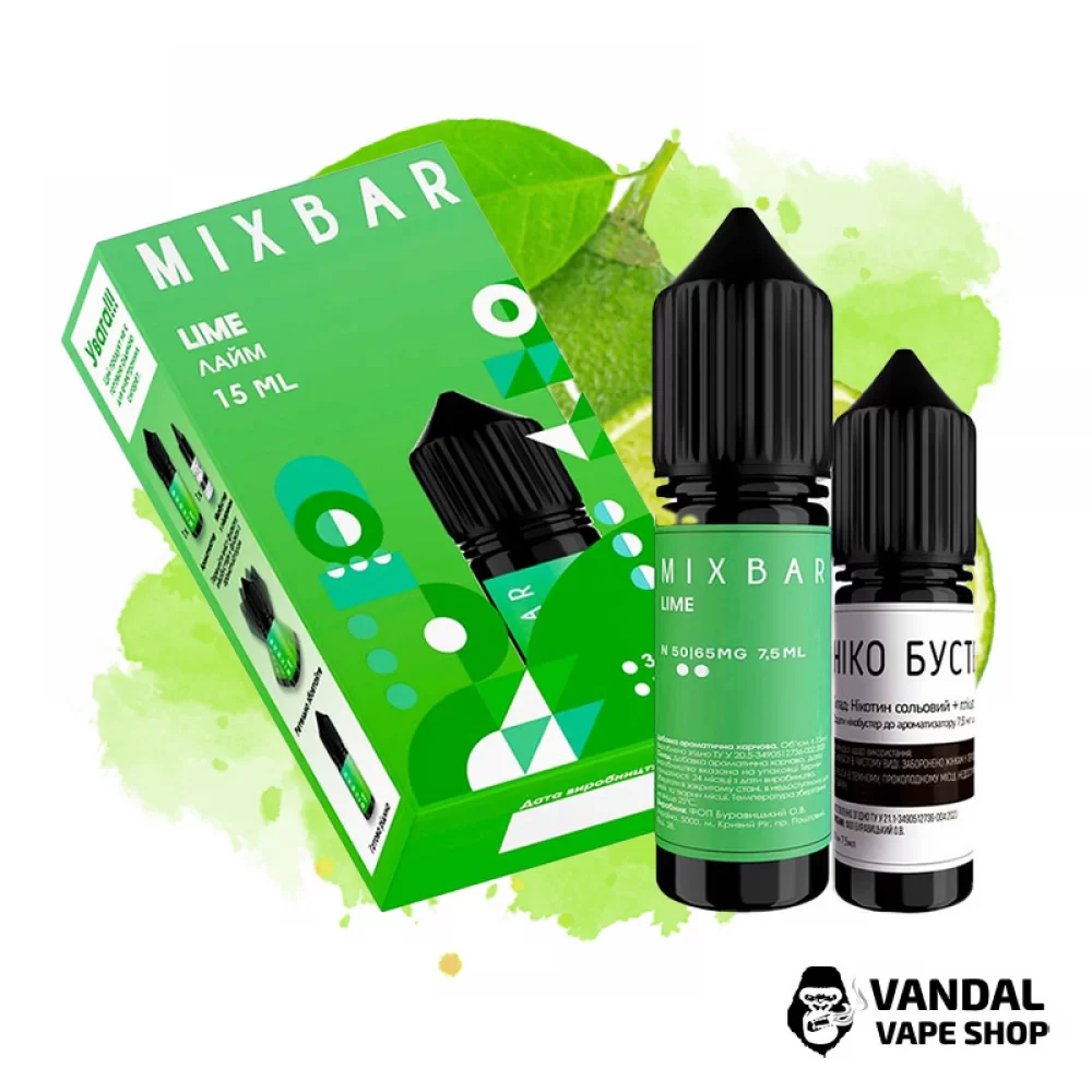 Набор для самозамеса Mix Bar 15 мл 65 мг со вкусом лайма Набор для самозамеса Mix Bar 15 мл 65 мг со вкусом лайма