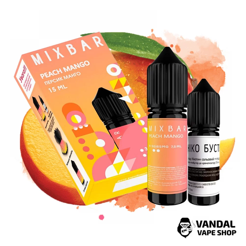 Набор для самозамеса Mix Bar 15 мл 50 мг со вкусом персика и манго Набор для самозамеса Mix Bar 15 мл 50 мг со вкусом персика и манго