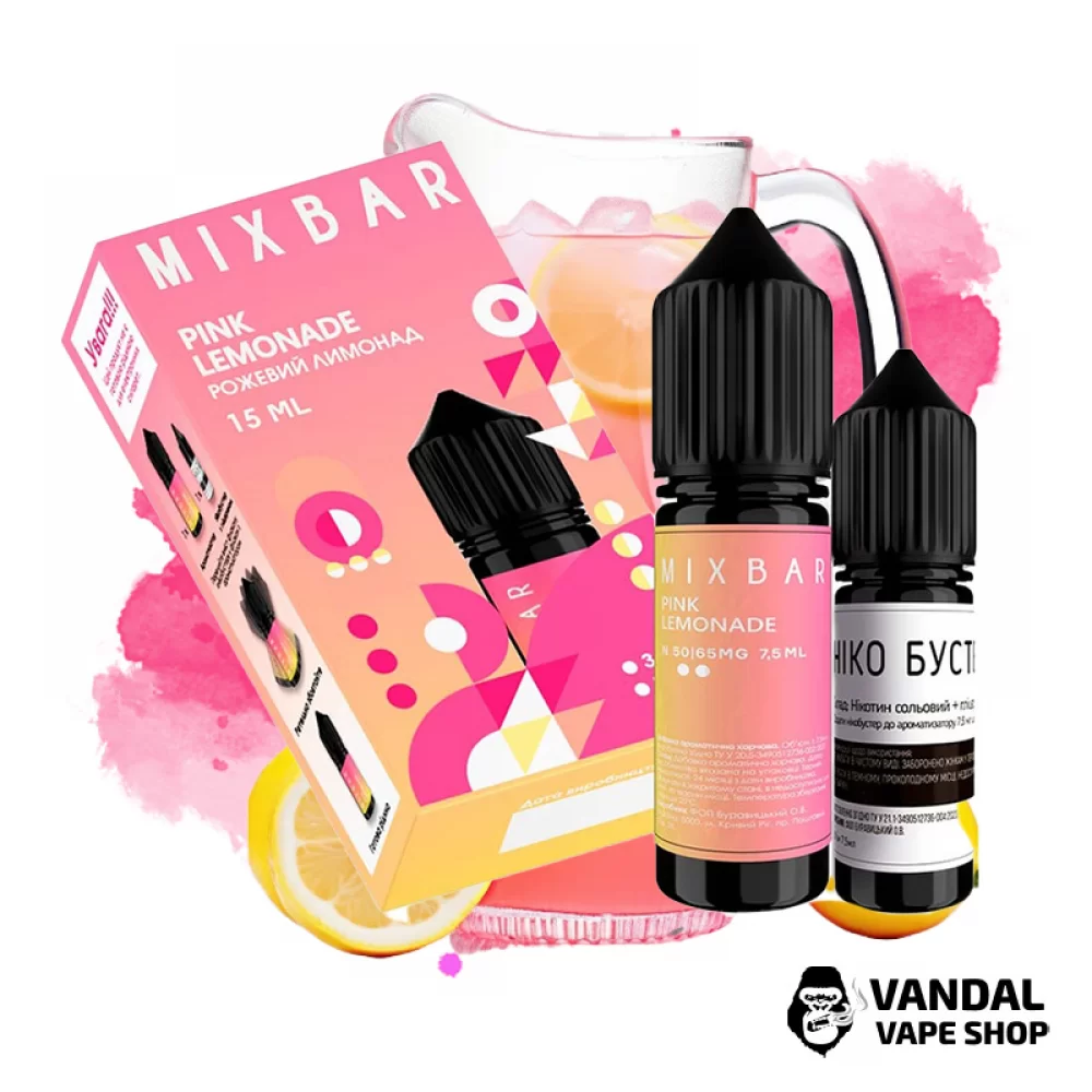Набор для самозамеса Mix Bar 15 мл 50 мг со вкусом розовый лимонад Набор для самозамеса Mix Bar 15 мл 50 мг со вкусом розовый лимонад