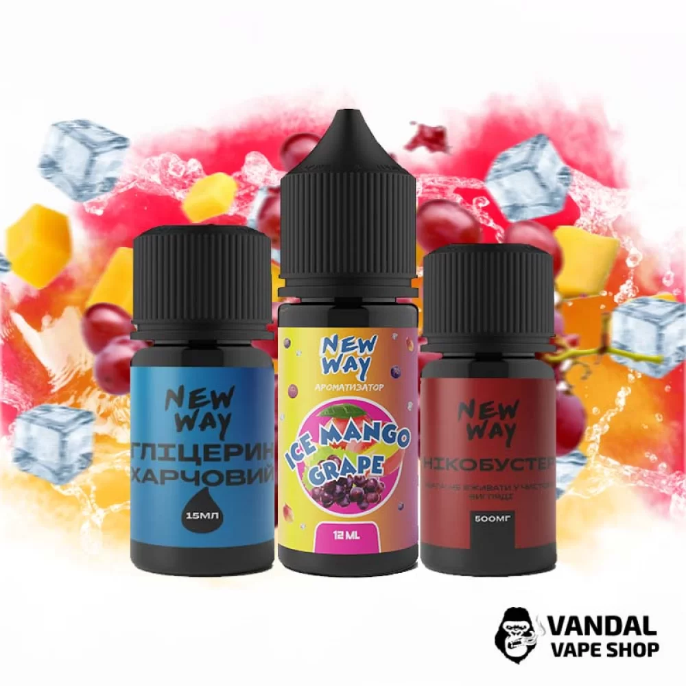 Набор для самозамеса New Way Ice 30 мл 50 мг со вкусом манго и винограда с холодком Набор для самозамеса New Way Ice 30 мл 50 мг со вкусом манго и винограда с холодком