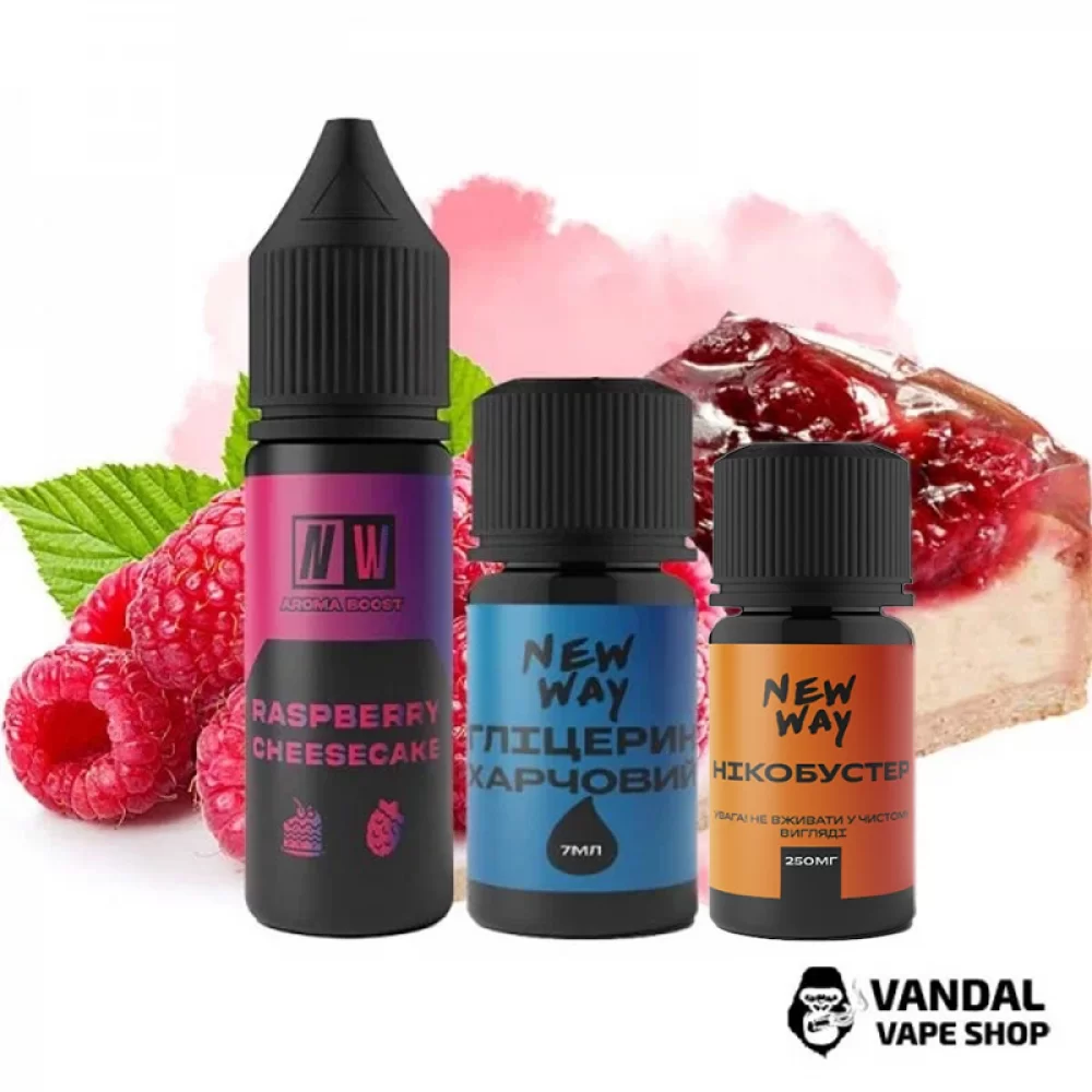 Набор для самозамеса New Way 15 мл 65 мг со вкусом чизкейка с малиной Набор для самозамеса New Way 15 мл 65 мг со вкусом чизкейка с малиной