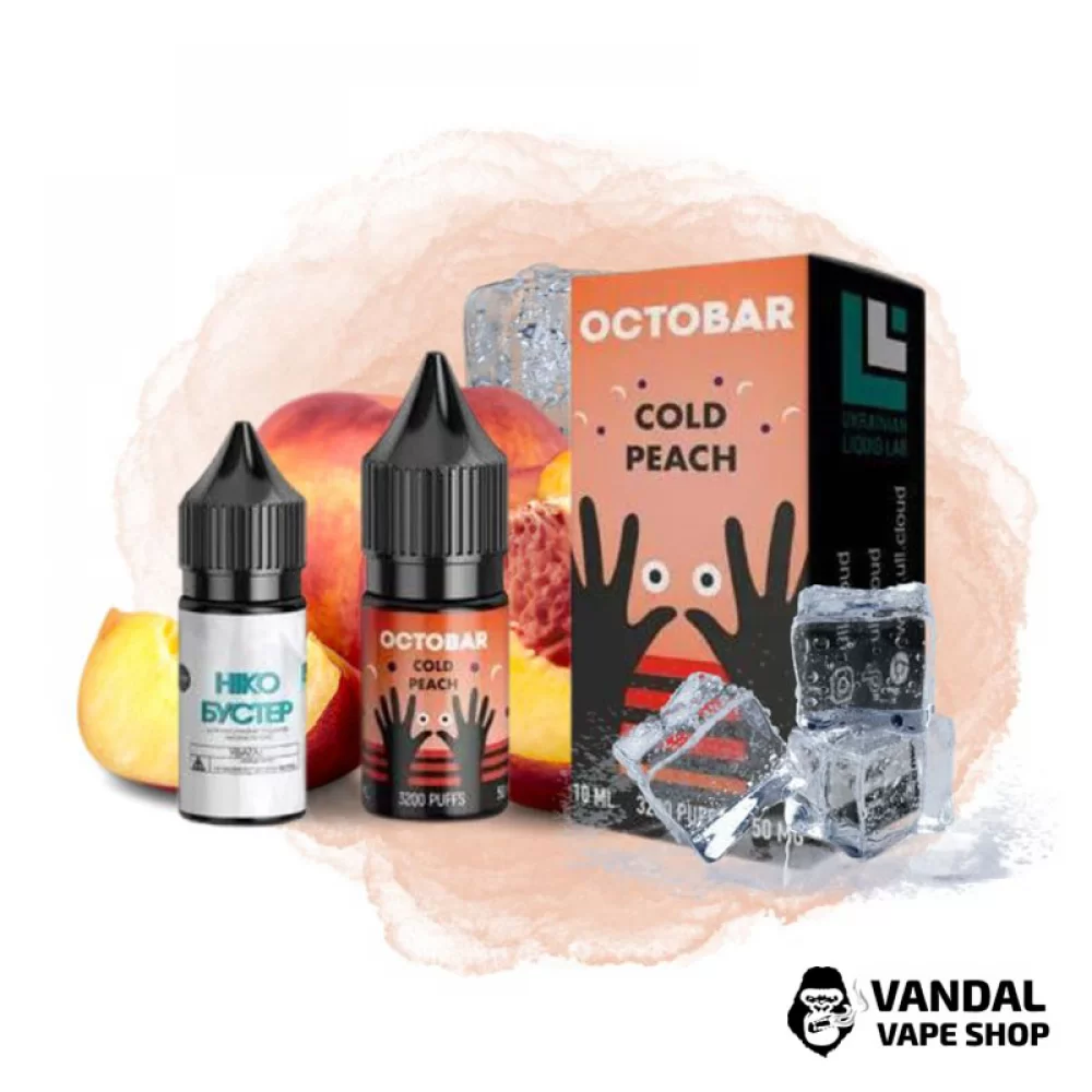 Набір для самозамісу OctoBar Salt 10 мл 50 мг зі смаком персика нектарина з холодком Набір для самозамісу OctoBar Salt 10 мл 50 мг зі смаком персика нектарина з холодком