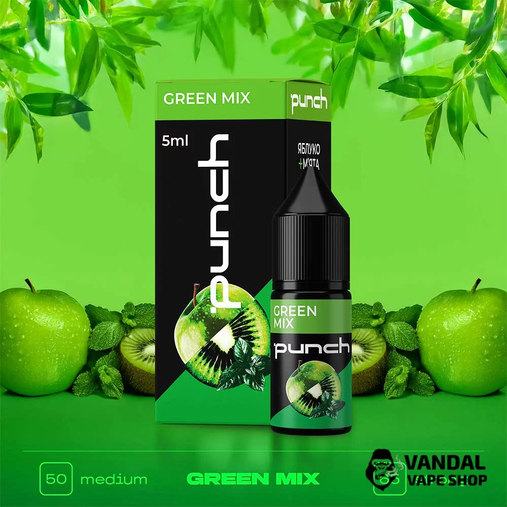 Набор для самозамеса Punch 10 мл на солевом никотине со вкусом яблока, киви и мяты Набор для самозамеса Punch 10 мл на солевом никотине со вкусом яблока, киви и мяты