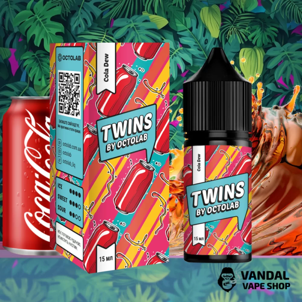 Набір для самозамісу Twins Salt 30 мл 50 мг Hard зі смаком коли і цитруси Набір для самозамісу Twins Salt 30 мл 50 мг Hard зі смаком коли і цитруси