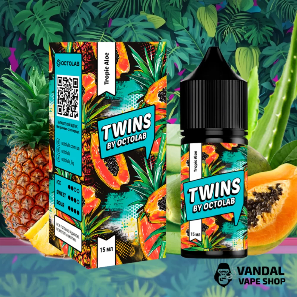 Набор для самозамеса Twins Salt 30 мл 50 мг Hard со вкусом ананаса, папаи и алоэ Набор для самозамеса Twins Salt 30 мл 50 мг Hard со вкусом ананаса, папаи и алоэ