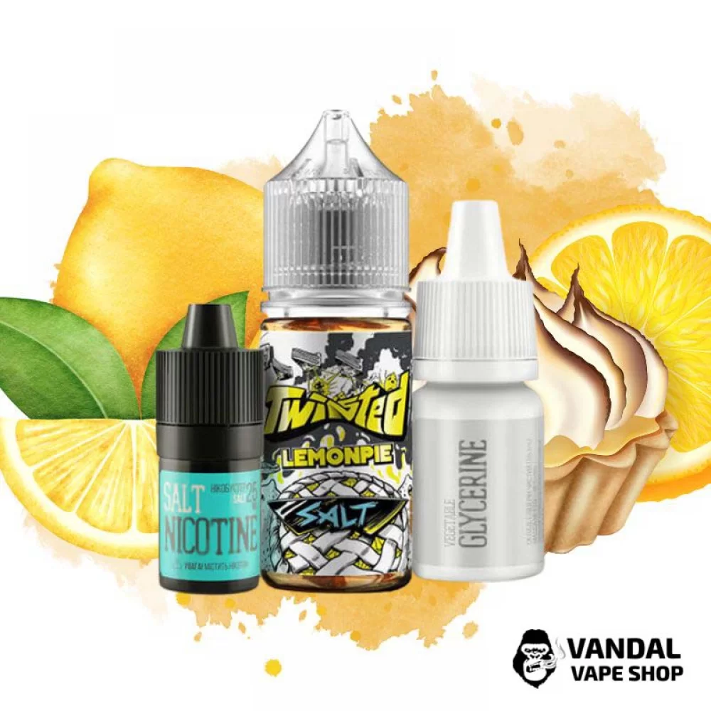 Набор для самозамеса Twisted Salt 30 мл 25 мг со вкусом лимонного пирога Набор для самозамеса Twisted Salt 30 мл 25 мг со вкусом лимонного пирога