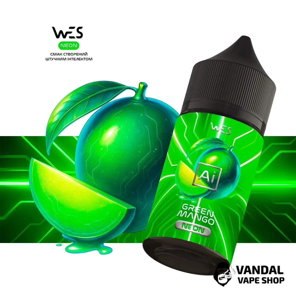 Набір для самозамісу WES Ai Neon 30 мл 65 мг - зі смаком зеленого манго Набір для самозамісу WES Ai Neon 30 мл 65 мг - зі смаком зеленого манго