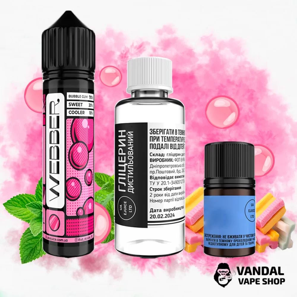 Набор для самозамеса Webber 60 мл 3 мг - со вкусом мятной жевательной резинки Набор для самозамеса Webber 60 мл 3 мг - со вкусом мятной жевательной резинки