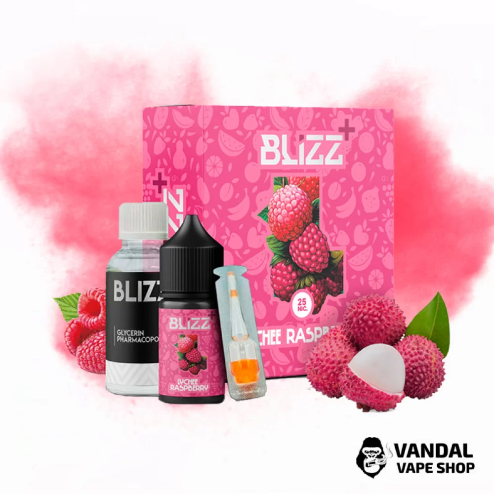Набор для самозамеса Blizz Plus 30 мл 65 мг со вкусом личи и малины Набор для самозамеса Blizz Plus 30 мл 65 мг со вкусом личи и малины