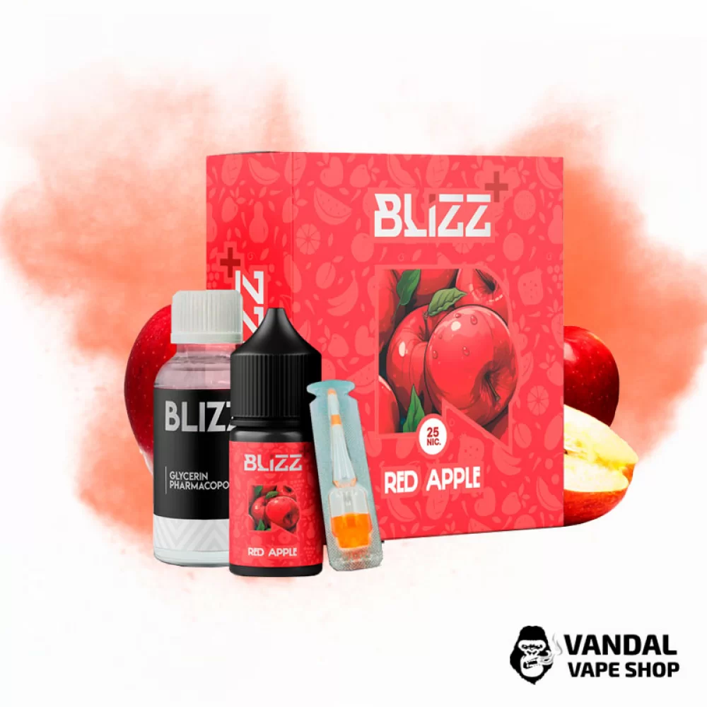 Набор для самозамеса Blizz Plus 30 мл 65 мг со вкусом красного яблока Набор для самозамеса Blizz Plus 30 мл 65 мг со вкусом красного яблока