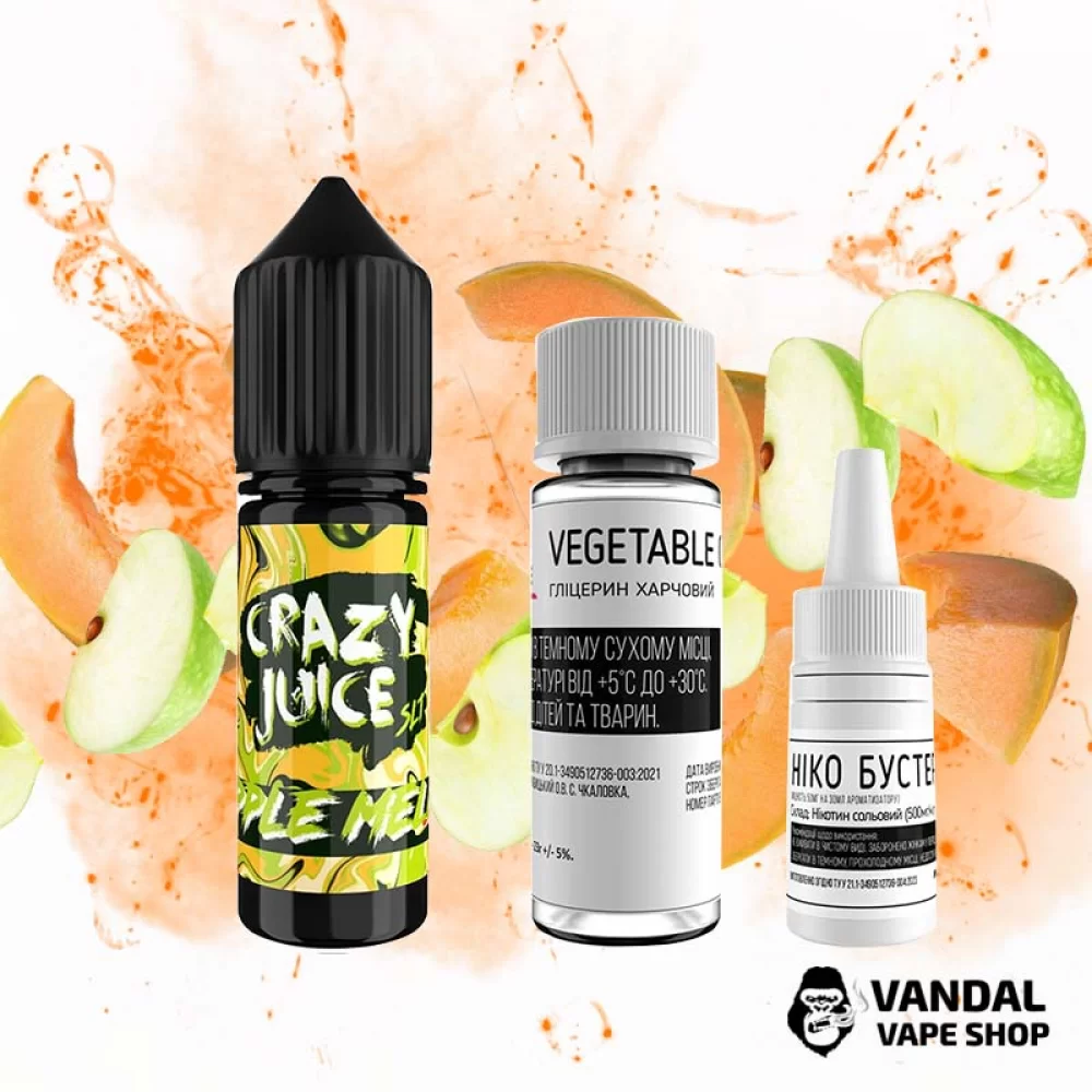 Набор для самозамеса Crazy Juice 15 мл 65 мг со вкусом яблока и дыни