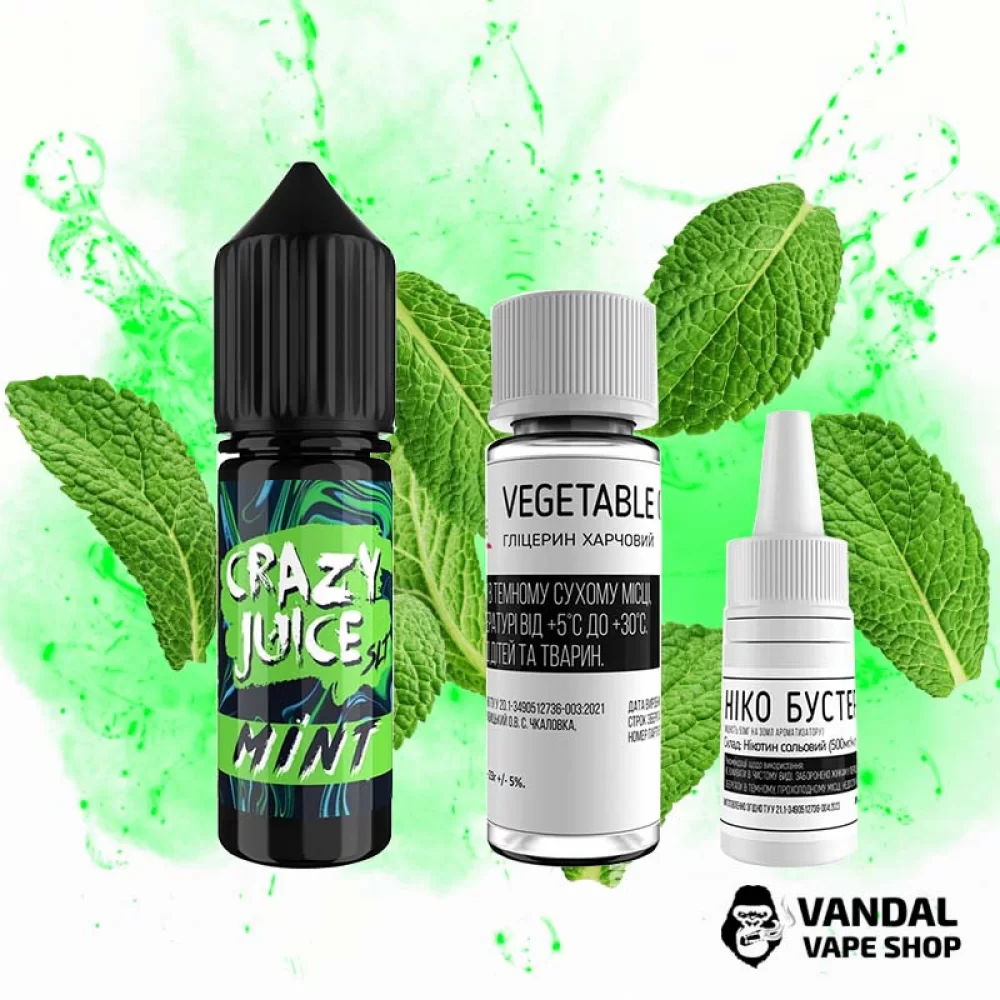 Набор для самозамеса Crazy Juice 15 мл 65 мг со вкусом мяты Набор для самозамеса Crazy Juice 15 мл 65 мг со вкусом мяты