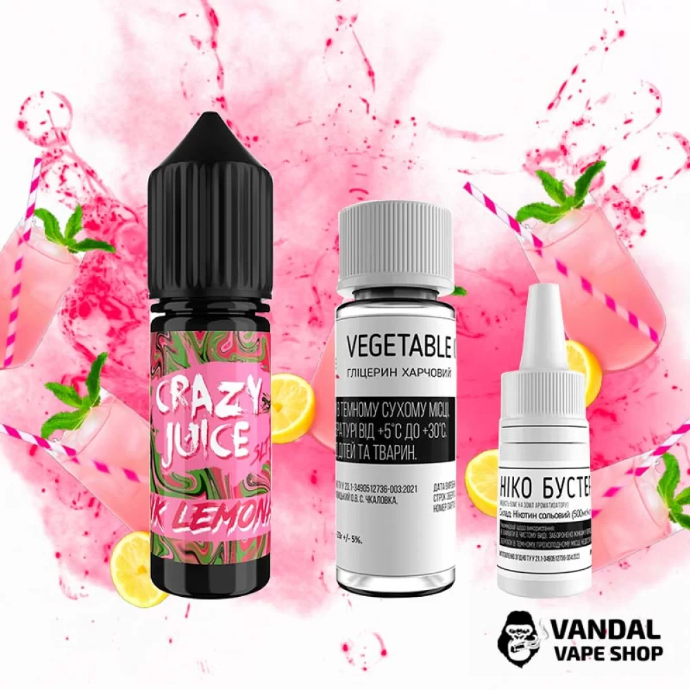 Набор для самозамеса Crazy Juice 15 мл 65 мг со вкусом розового лимонада