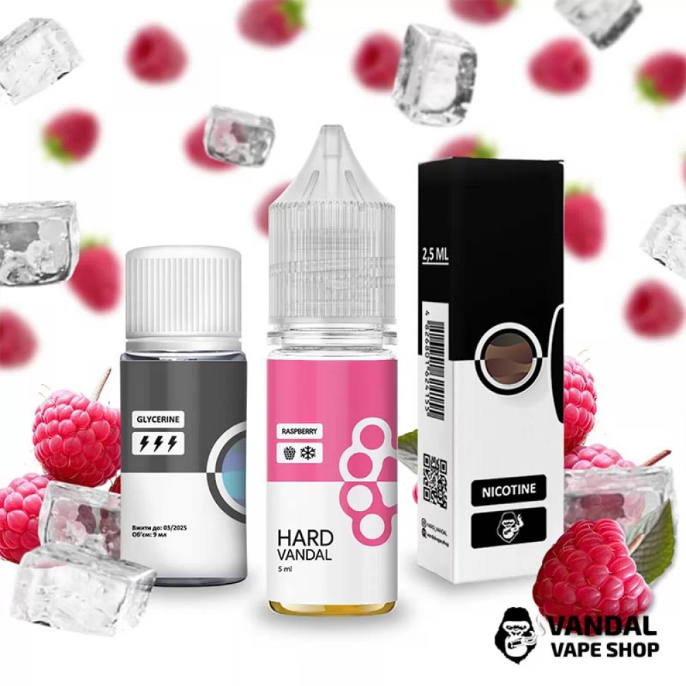 Набір для самозамісу HARD VANDAL 15 мл 65 мг зі смаком малини з холодком Набір для самозамісу HARD VANDAL 15 мл 65 мг зі смаком малини з холодком