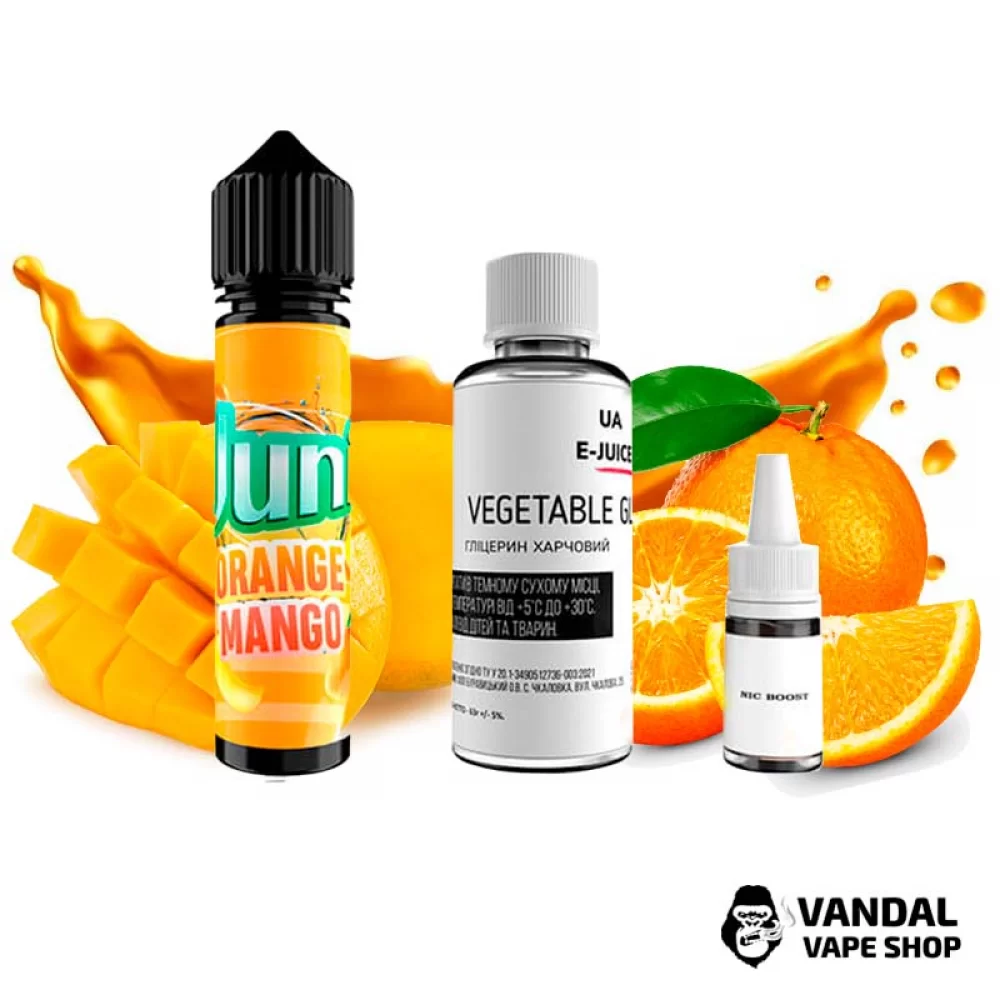 Набір для самозамісу Juni 60 мл 6 мг зі смаком апельсина і манго Набір для самозамісу Juni 60 мл 6 мг зі смаком апельсина і манго