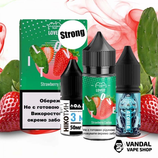 Набір для самозамісу Flavorlab Love it Strong 30 мл 50 мг зі смаком полуниці і кактуса