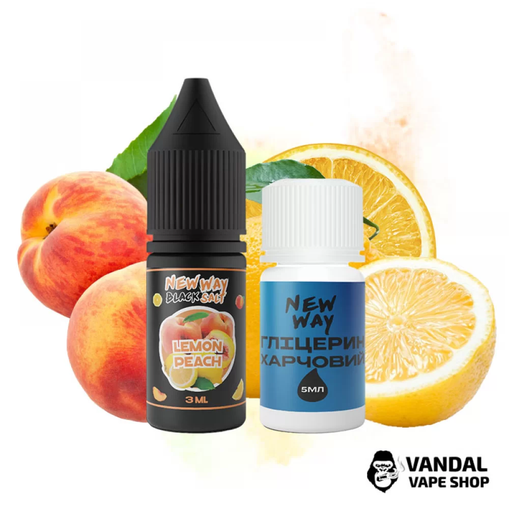 Набор для самозамеса New Way Black 10 мл 50 мг со вкусом лимона и персика Набор для самозамеса New Way Black 10 мл 50 мг со вкусом лимона и персика