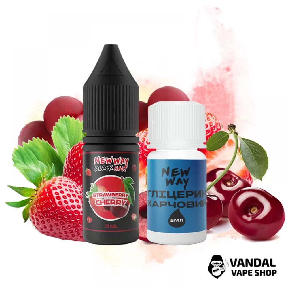 Набір для самозамісу New Way Black 10 мл 65 мг зі смаком вишні і полуниці Набір для самозамісу New Way Black 10 мл 65 мг зі смаком вишні і полуниці