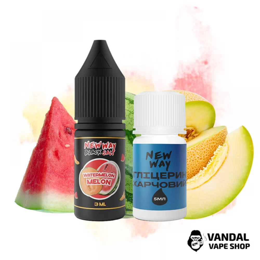 Набор для самозамеса New Way Black 10 мл 50 мг со вкусом арбуза и дыни Набор для самозамеса New Way Black 10 мл 50 мг со вкусом арбуза и дыни
