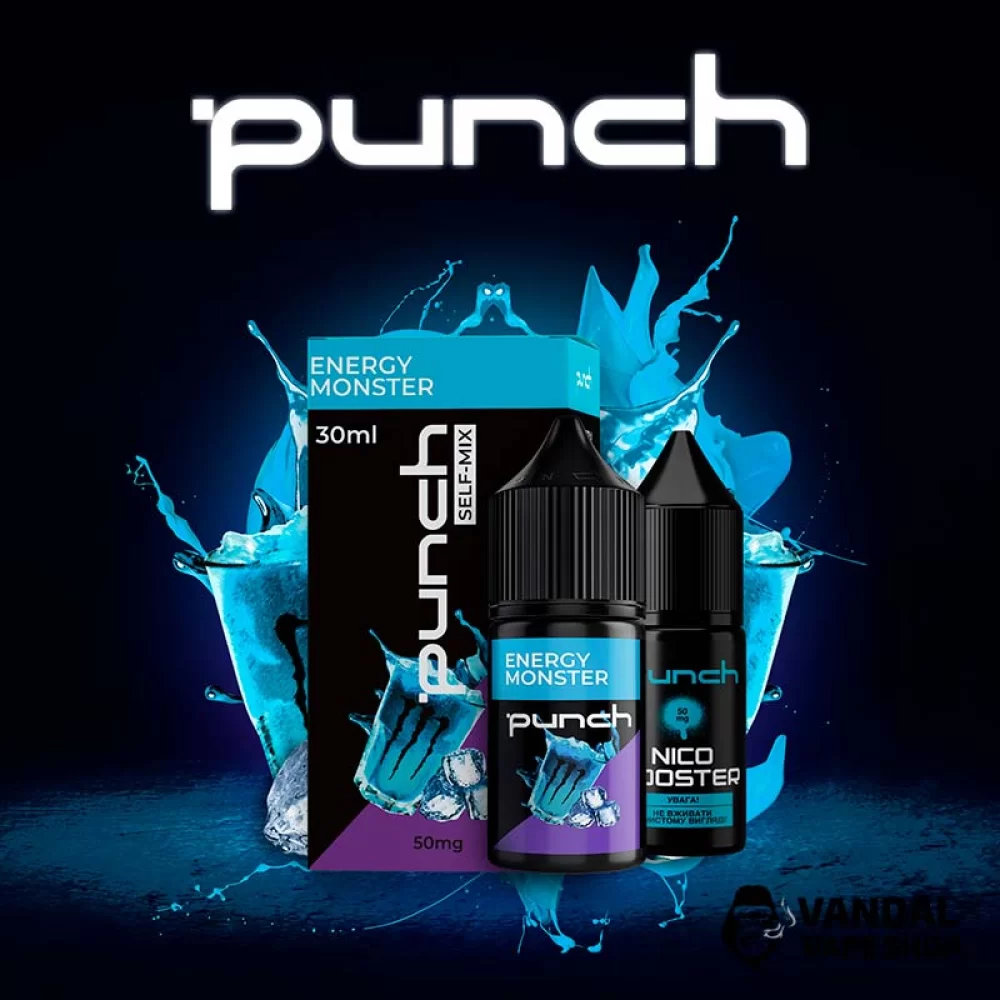 Набір для самозамісу Punch 30 мл на сольовому нікотині зі смаком енергетика з льодом Набір для самозамісу Punch 30 мл на сольовому нікотині зі смаком енергетика з льодом