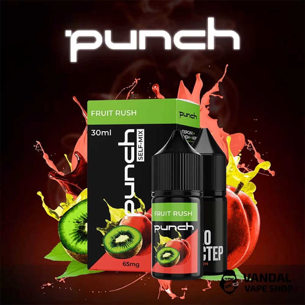 Набор для самозамеса Punch 30 мл на солевом никотине со вкусом персика, лимона и киви Набор для самозамеса Punch 30 мл на солевом никотине со вкусом персика, лимона и киви