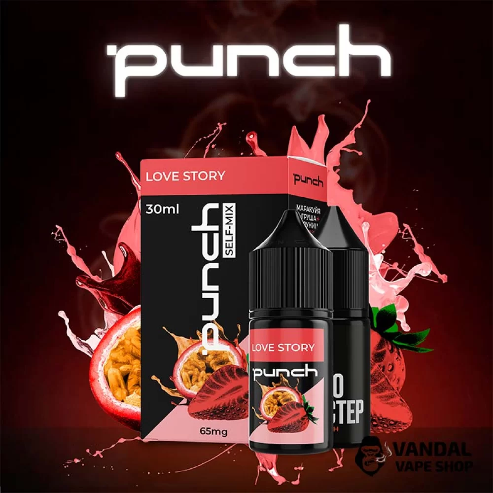 Набір для самозамісу Punch 30 мл на сольовому нікотині зі смаком маракуї, груші та полуниці Набір для самозамісу Punch 30 мл на сольовому нікотині зі смаком маракуї, груші та полуниці