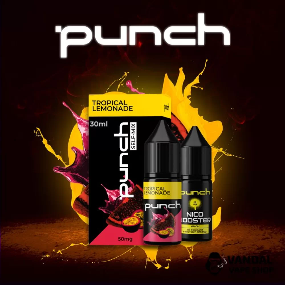 Набір для самозамісу Punch 30 мл на сольовому нікотині зі смаком тропічного лимонада Набір для самозамісу Punch 30 мл на сольовому нікотині зі смаком тропічного лимонада