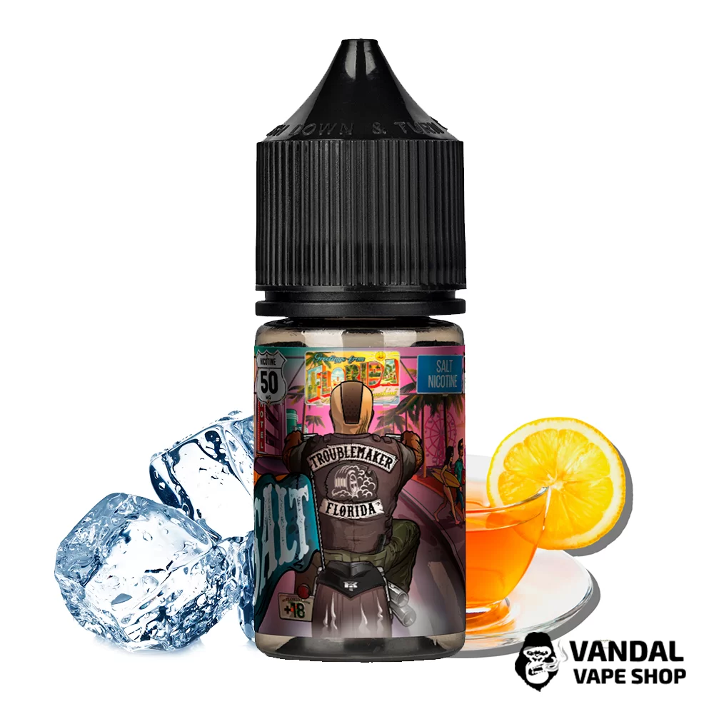ЖИДКОСТЬ Troublemaker Salt Florida - 30 мл, 50 мг НА СОЛЕВОМ НИКОТИНЕ со вкусом чая с лимоном и льдом ЖИДКОСТЬ Troublemaker Salt Florida - 30 мл, 50 мг НА СОЛЕВОМ НИКОТИНЕ со вкусом чая с лимоном и льдом