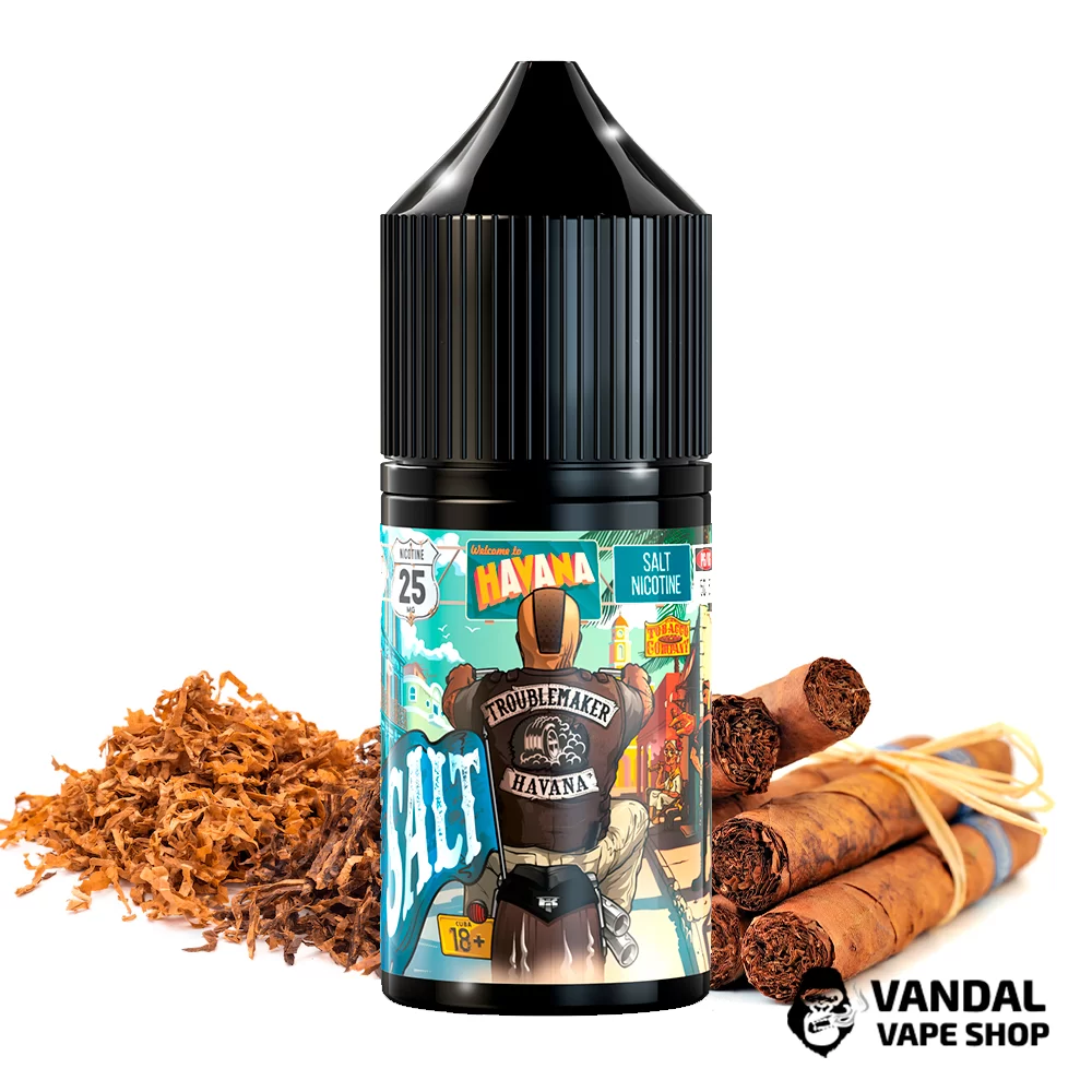 ЖИДКОСТЬ Troublemaker Salt Havana - 30 мл, 25 мг НА СОЛЕВОМ НИКОТИНЕ со вкусом кубинского табака