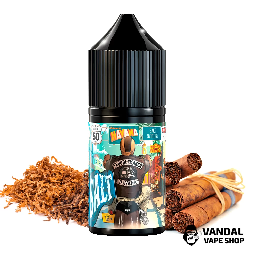 ЖИДКОСТЬ Troublemaker Salt Havana - 30 мл, 50 мг НА СОЛЕВОМ НИКОТИНЕ со вкусом кубинский табак