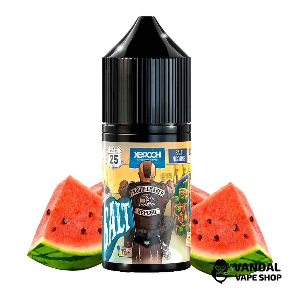 ЖИДКОСТЬ Troublemaker Salt Herson - 30 мл, 25 мг НА СОЛЕВОМ НИКОТИНЕ со вкусом сочного арбуза