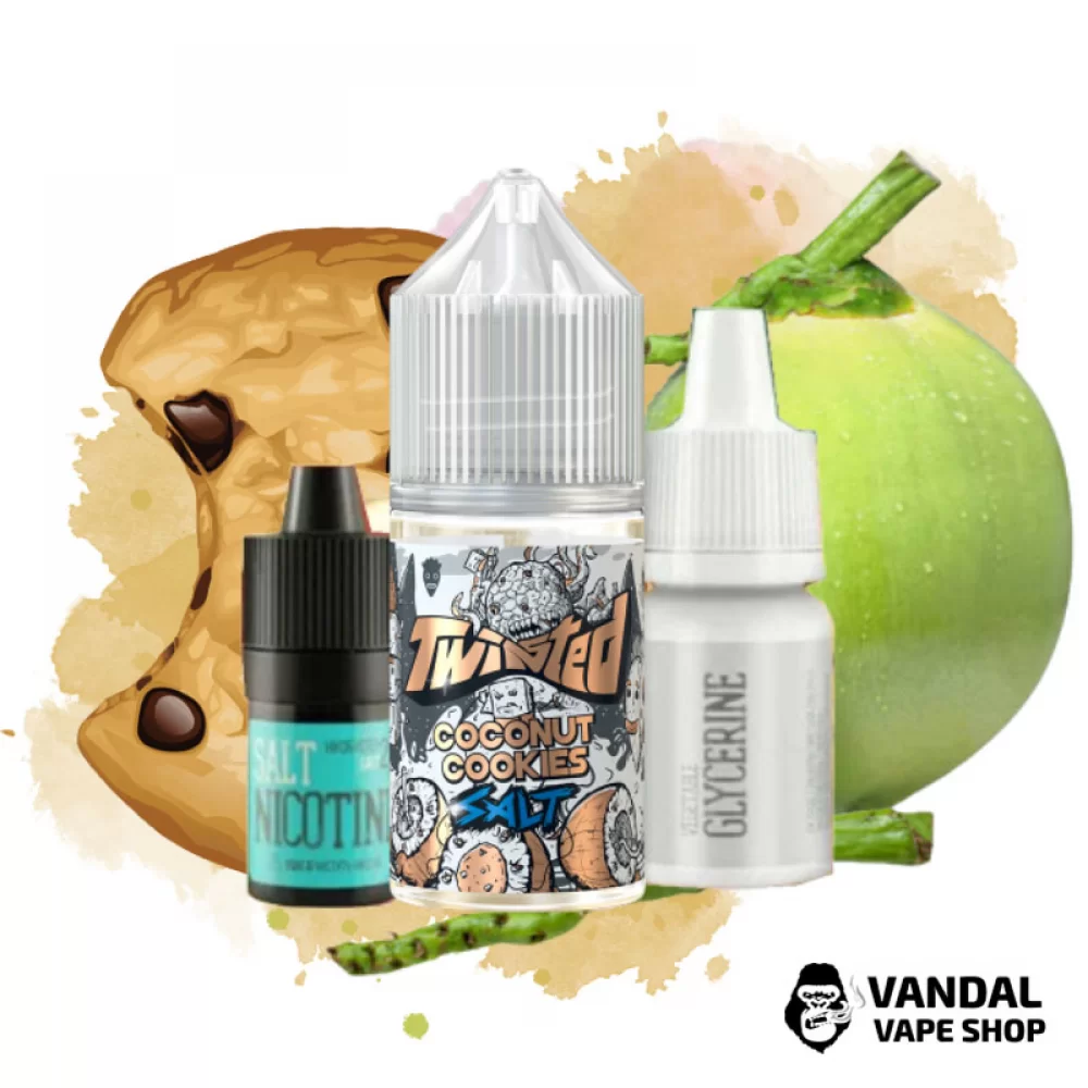 Набор для самозамеса Twisted Salt 30 мл 50 мг со вкусом печенья с кокосом Набор для самозамеса Twisted Salt 30 мл 50 мг со вкусом печенья с кокосом