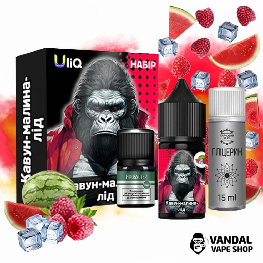 Набор для самозамеса Uliq 30 мл 50 мг со вкусом арбуза и малины с холодком Набор для самозамеса Uliq 30 мл 50 мг со вкусом арбуза и малины с холодком