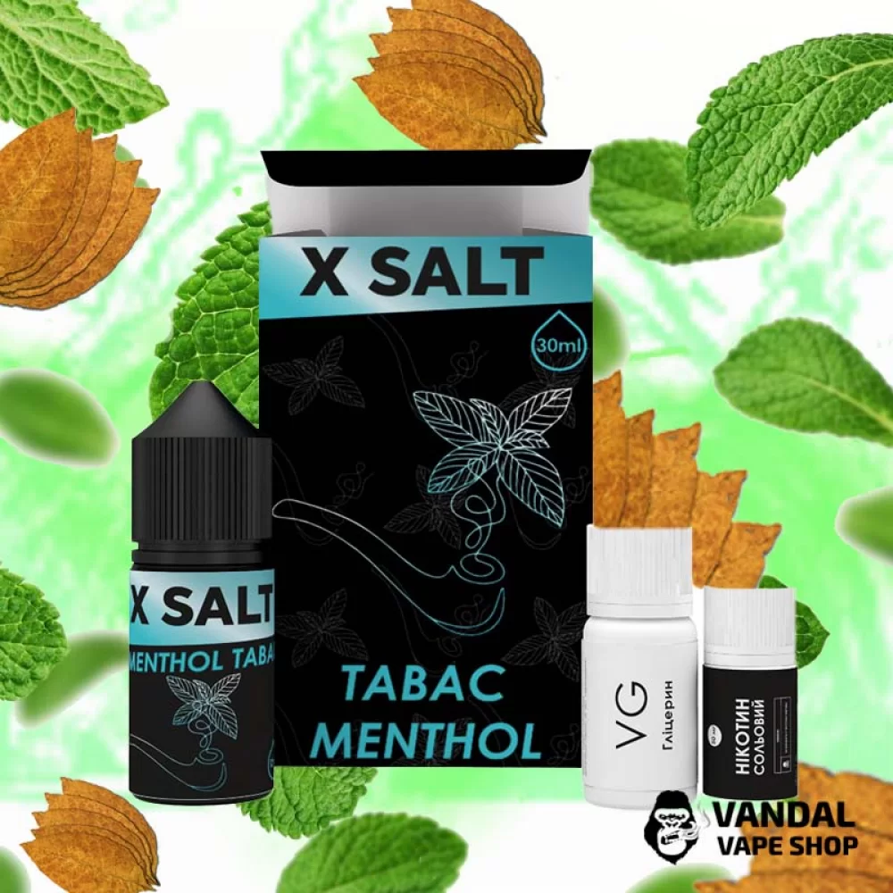 Набір для самозамісу XSalt 30 мл 25 мг зі смаком ментолу і тютюну Набір для самозамісу XSalt 30 мл 25 мг зі смаком ментолу і тютюну