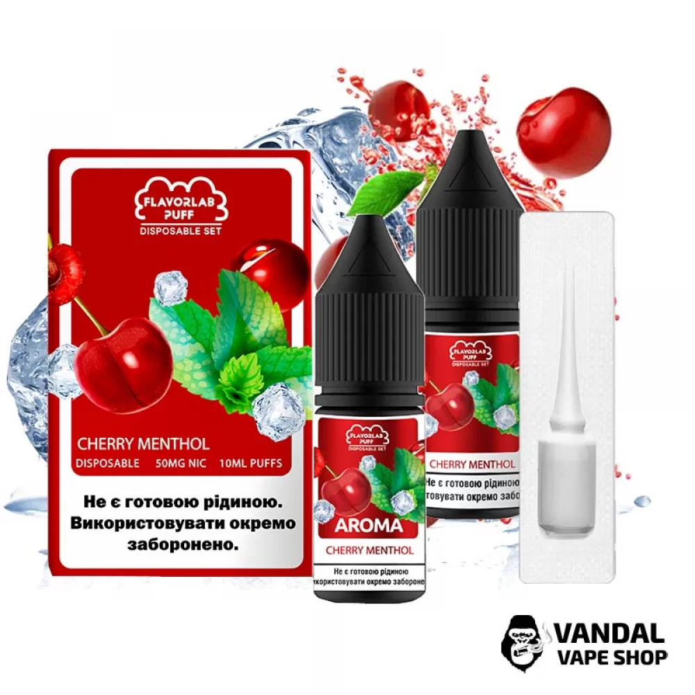 Набор для самозамеса Flavorlab Disposable Puff со вкусом вишни и ментлом 10 мл 50 мг