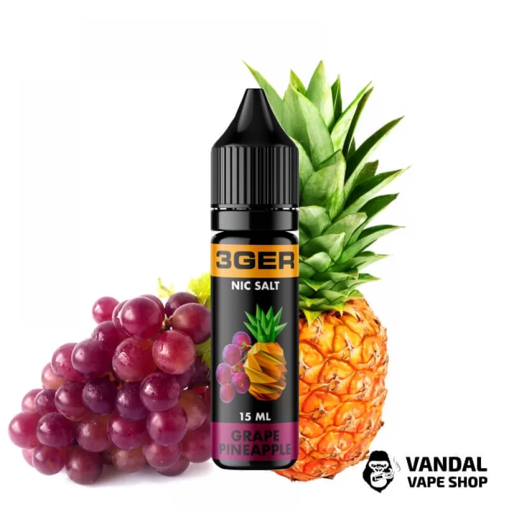ЖИДКОСТЬ 3Ger Salt - Grape Pineapple 15 мл 25 мг НА СОЛЕВОМ НИКОТИНЕ со вкусом винограда с ананасом ЖИДКОСТЬ 3Ger Salt - Grape Pineapple 15 мл 25 мг НА СОЛЕВОМ НИКОТИНЕ со вкусом винограда с ананасом