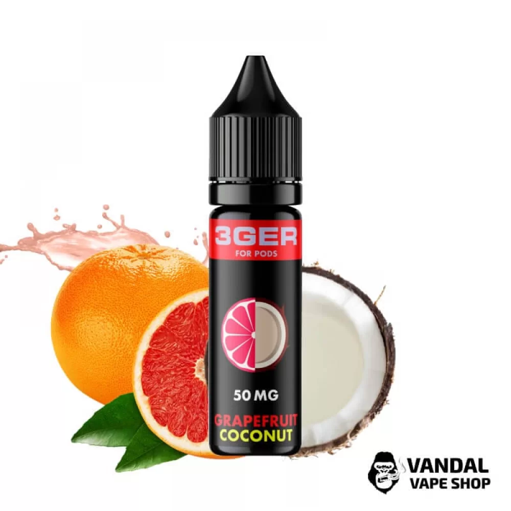 ЖИДКОСТЬ 3Ger Salt - Grapefruit Coconut 15 мл 50 мг НА СОЛЕВОМ НИКОТИНЕ СО ВКУСОМ грейпфрута с кокосом