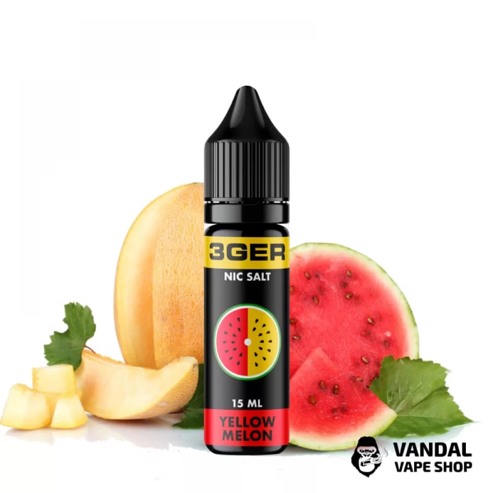 ЖИДКОСТЬ 3Ger Salt - Yellow Melon 15 мл 50 мг НА СОЛЕВОМ НИКОТИНЕ СО ВКУСОМ дыни с арбузом