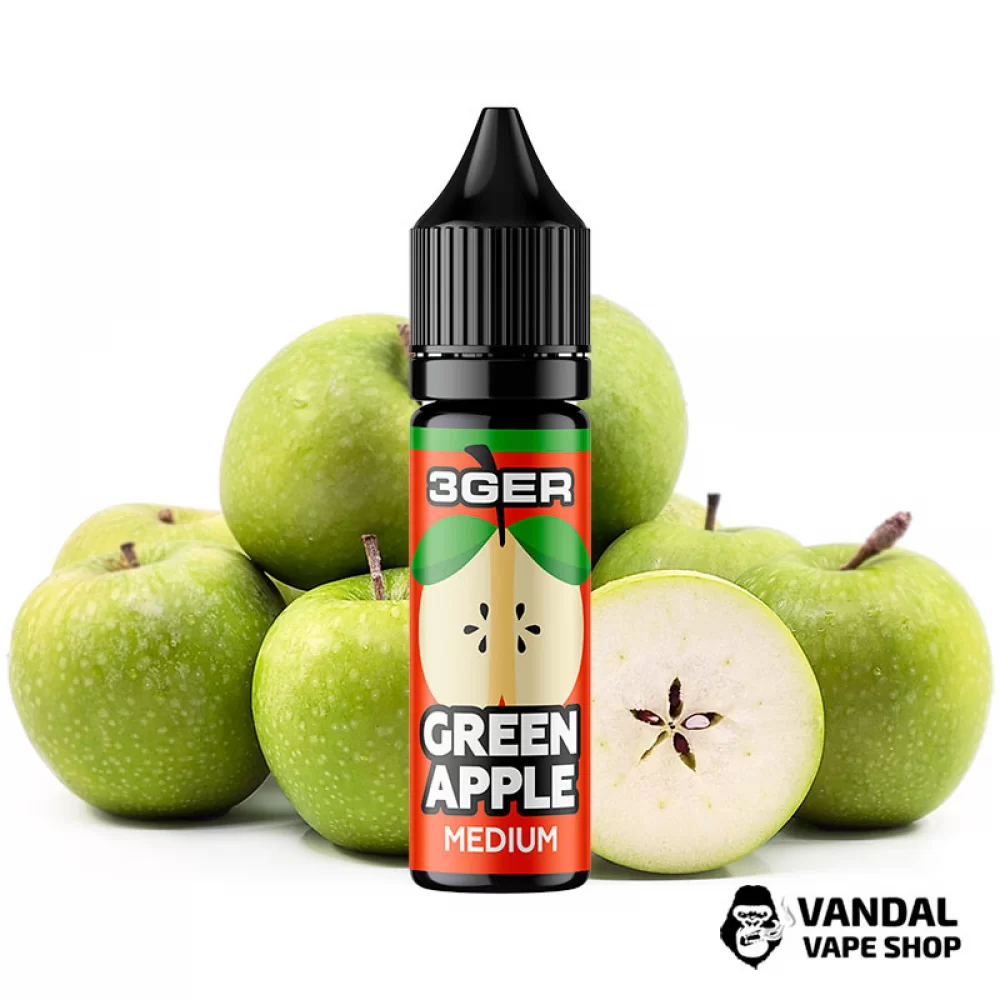 Жидкость 3Ger Salt 15 мл на солевом никотине 50 мг со вкусом зелёного яблока Жидкость 3Ger Salt 15 мл на солевом никотине 50 мг со вкусом зелёного яблока