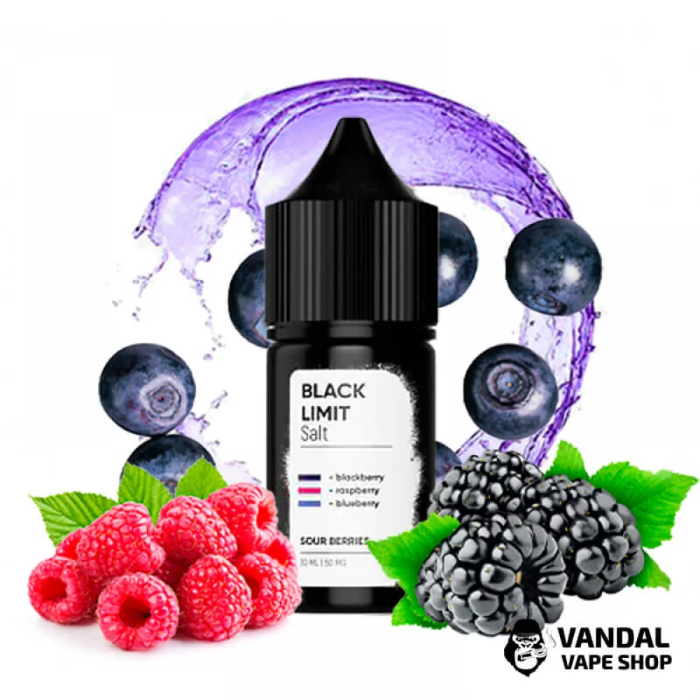 ЖИДКОСТЬ Black Limit Salt 30 мл НА СОЛЕВОМ НИКОТИНЕ 30 мг со вкусом малины, ежевики и черники ЖИДКОСТЬ Black Limit Salt 30 мл НА СОЛЕВОМ НИКОТИНЕ 30 мг со вкусом малины, ежевики и черники